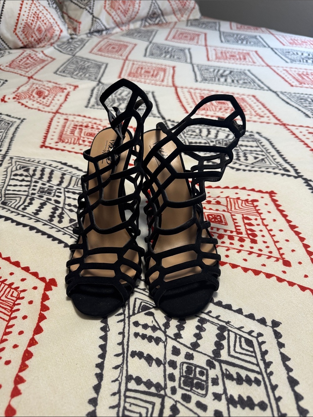 Mossimo Supply Co. Black Strappy Cage Heeled Sandals